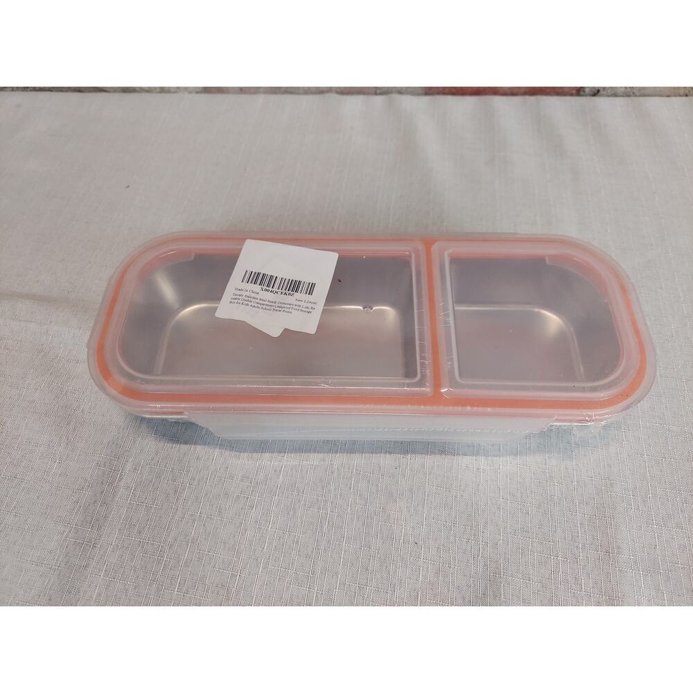 Stainless Steel Divided Lunch Box Food Container 700ML Leakproof Orange Seal